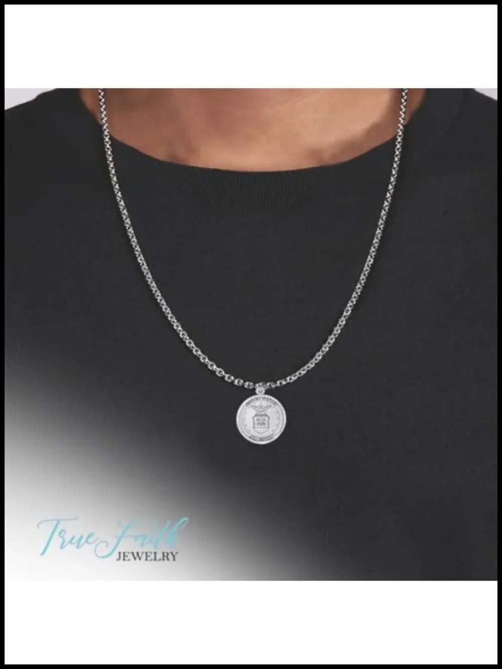 Sterling Silver St Michael Archangel Military Pendant Necklace
